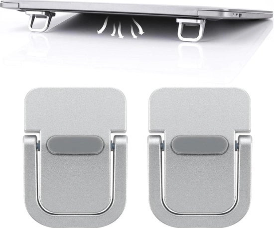 Stand per mini laptop - Elevazione del tastier portatile - Supporto pieghevole per laptop - Cassa in metallo - Supporti pieghevoli per laptop - Piastra antiscivolo in silicone - Argento.