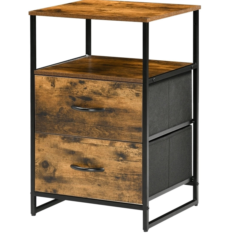 Cassettiera 45x40x70.5 cm con 2 cassetti pieghevoli; struttura in acciaio; marrone
