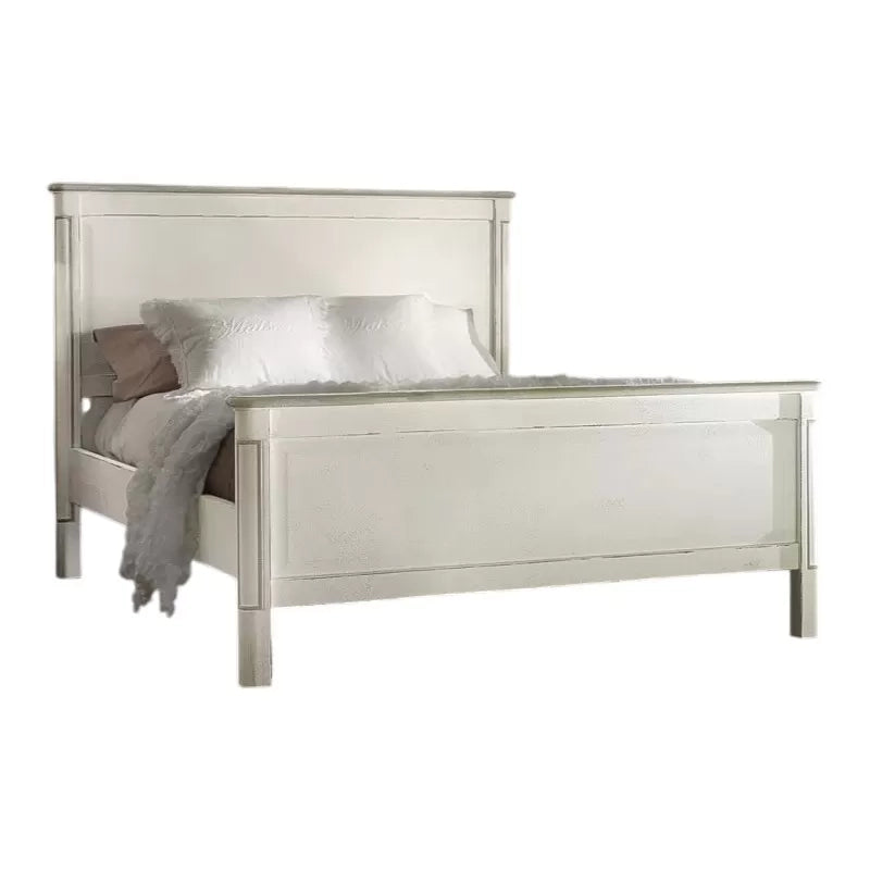 Letto 1 piazza e mezza legno shabby chic bianco grigio 138x214x110 - Mobili 2G