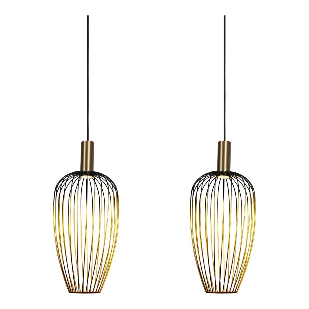 Lampada sospesa industriale AURELIE 3xGU10 oro nero