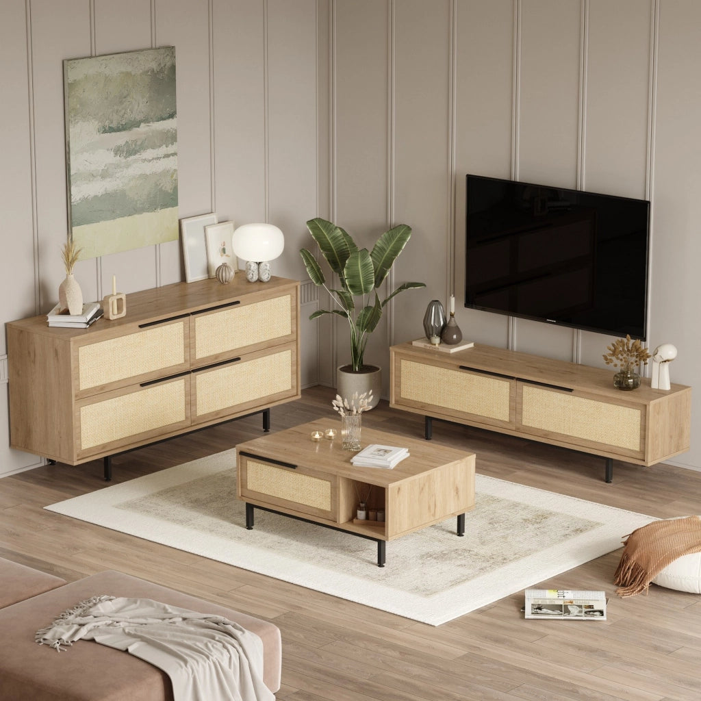 Odolo, set Mobili da Soggiorno Modulabile, Beige