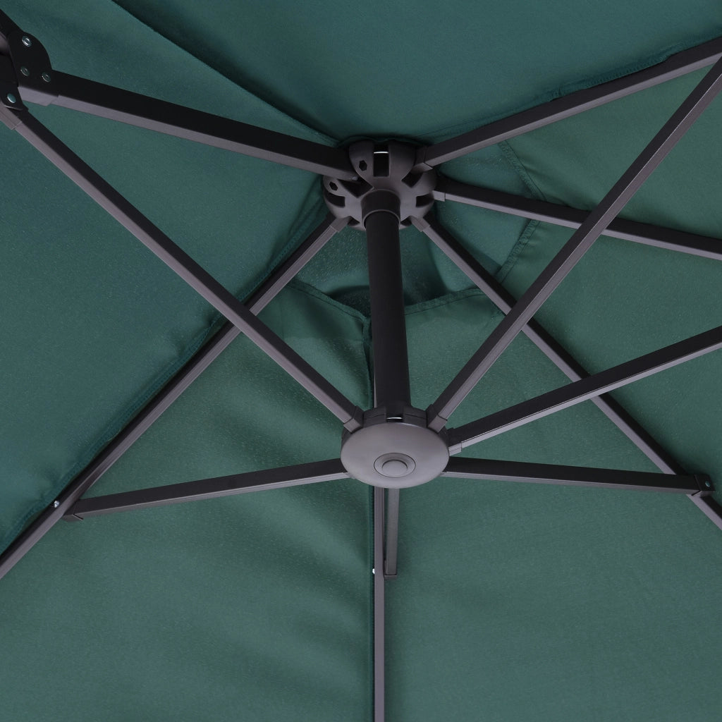 Doppio parasole ovale verde scuro 460 x 270 x 240 cm da giardino mercato e patio con manovella manuale
