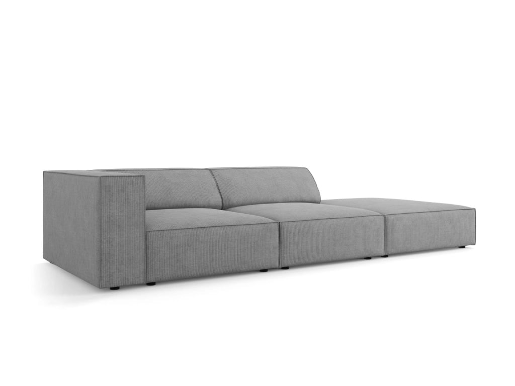 Cosmopolitan Design - Divano destro "Arendal" 4 posti in ciniglia con effetto a coste grigio scuro 