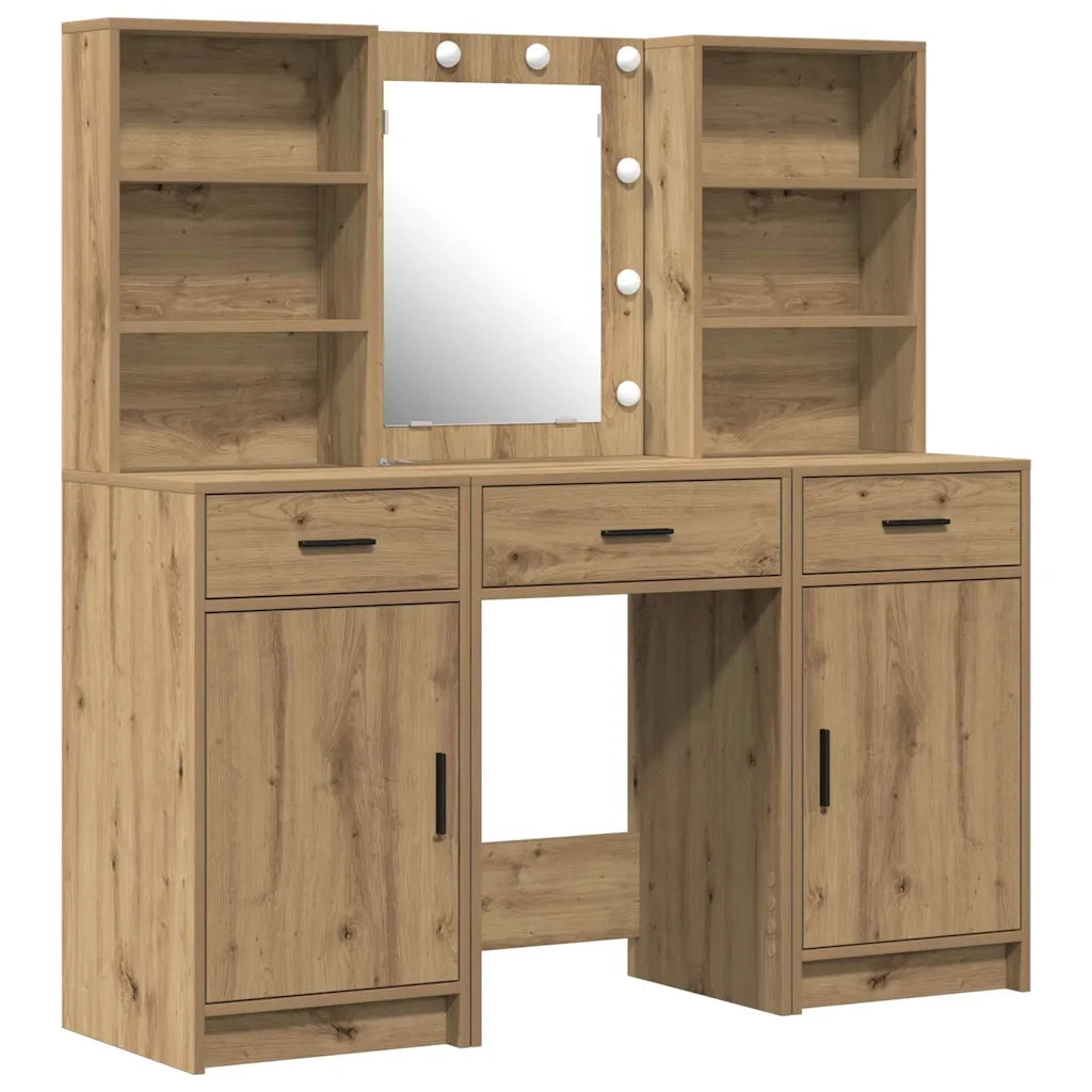 Set da tavolo da trucco con LED 3 pcs Rovere artigianale 3334298