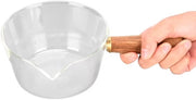 Schenkino a forma di V in acciaio - Bicchiere per latte - Manico in legno - Cucina - Bicchiere in vetro borosilicato - 400 ml - Bicchiere per latte