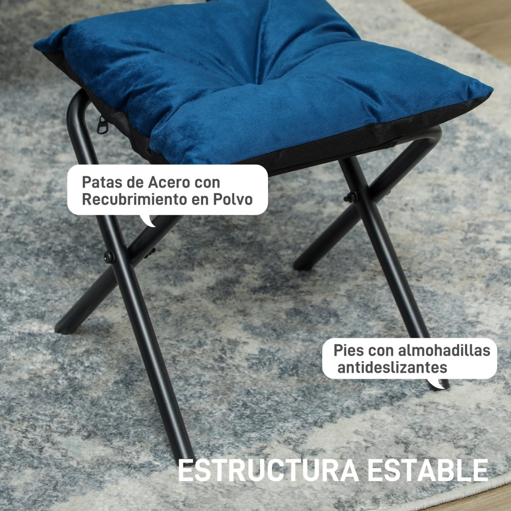 Poltrona Relax con Poggiapiedi ¨C Zephmum ¨C Blu Tessuto 88x98x108