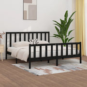 Giroletto-Struttura Letto Nero in Legno Massello 200x200 cm 999483
