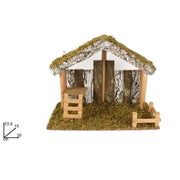 Trade Shop - Capanna Con Tronchi Muschio 30 X 15 X 23.5 Cm Presepe Natale Decorazione Addobbo -