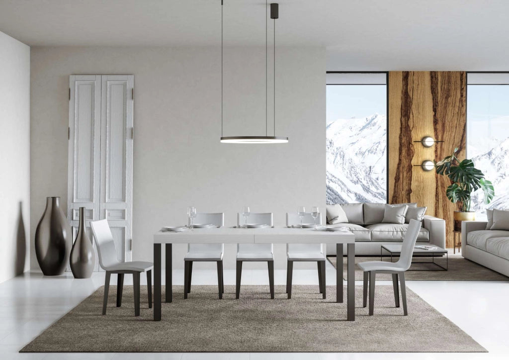 Tavolo allungabile 90x160/420 cm Every Bianco Frassino telaio Antracite