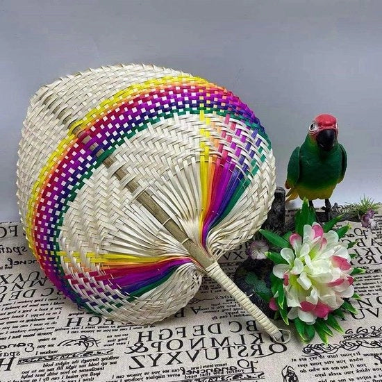 Ventilatori Estivi a Mano - Raffia di Bambù Naturale Opaco, Opvougbile - Materiale di Tessitura Artigianale per Feste e Vacanze - Ventilatore a Mano per Camping e Eventi Estivi