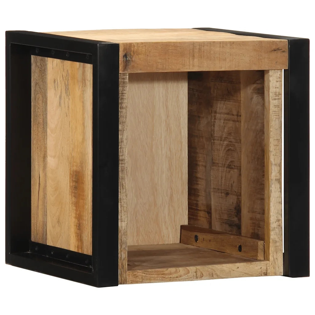 Comodino-Tavolino da notte 40x35x40 cm in Legno Grezzo Massello di Mango 204943