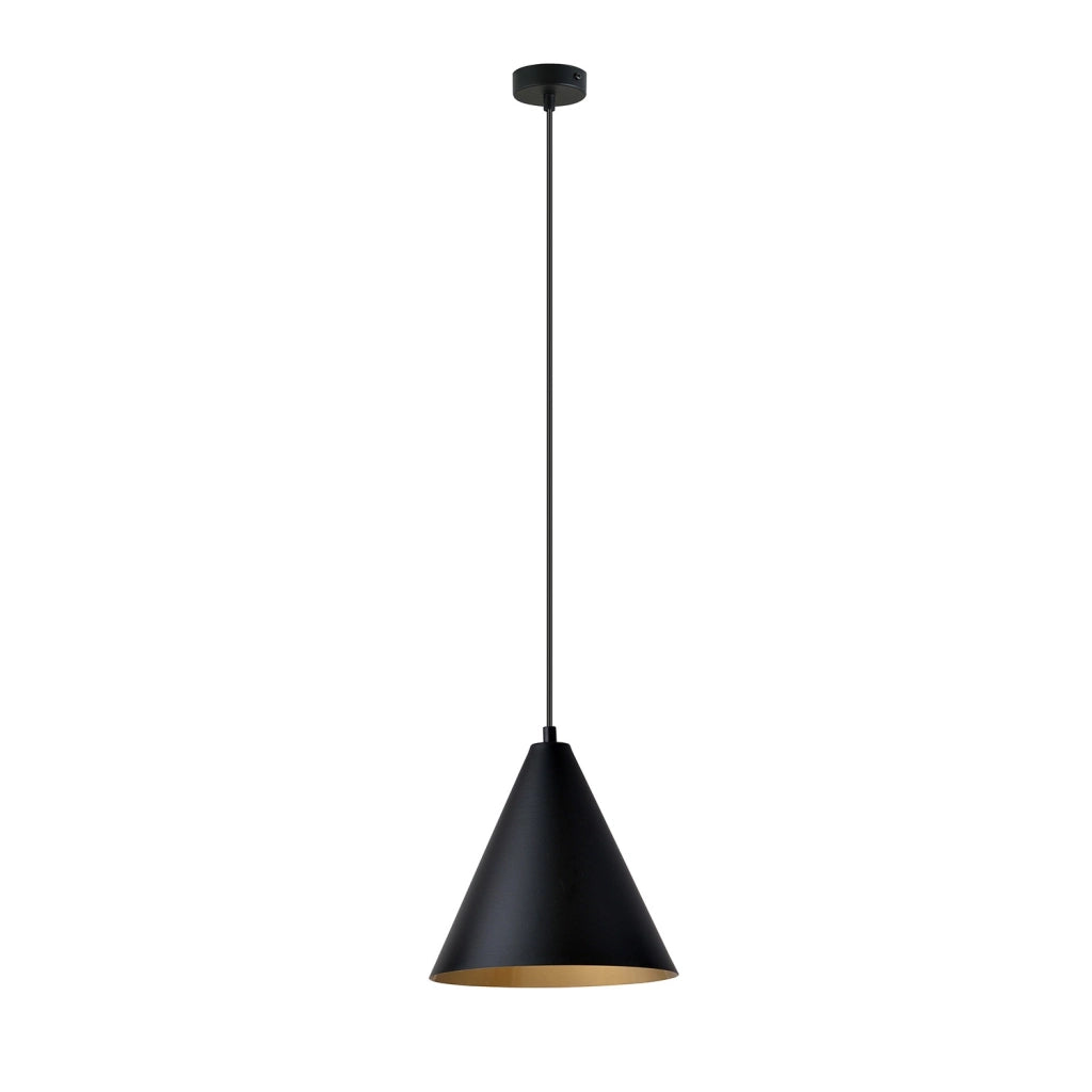 Sospensione Nordica Ninhursag 1 Luce In Acciaio Nero E Oro