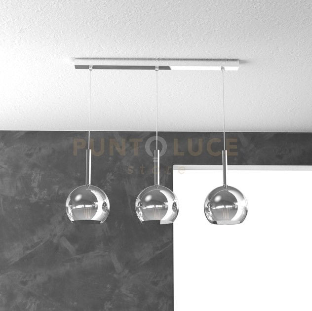 SOSP. CROMO RETTANGOLARE 3 LUCI VETRI TUTTI PICCOLO CROMO 1155CR-S3 RP-CR