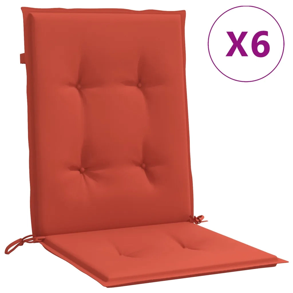 Cuscini Sedia Schiena Bassa 6 pz Rosso MÃ©lange 100x50x4 Tessuto