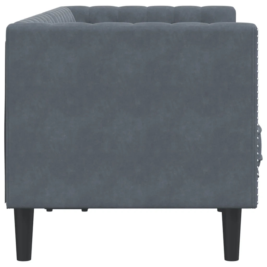 Divano Chesterfield con Rinforzi 2 Posti Grigio Scuro Velluto 372684