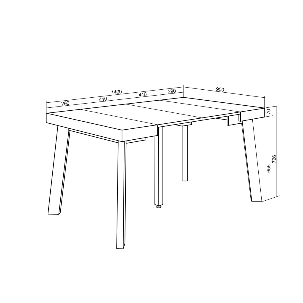 Consolle allungabile, 140x90x73cm, Per 6 persone, Gambe in legno, Nero RF3119