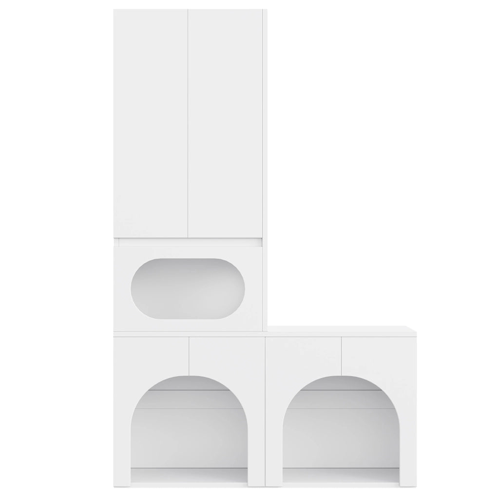 MOBILE Porta lettiera doppio 140 x 45 x 195 cm Bianco MDF