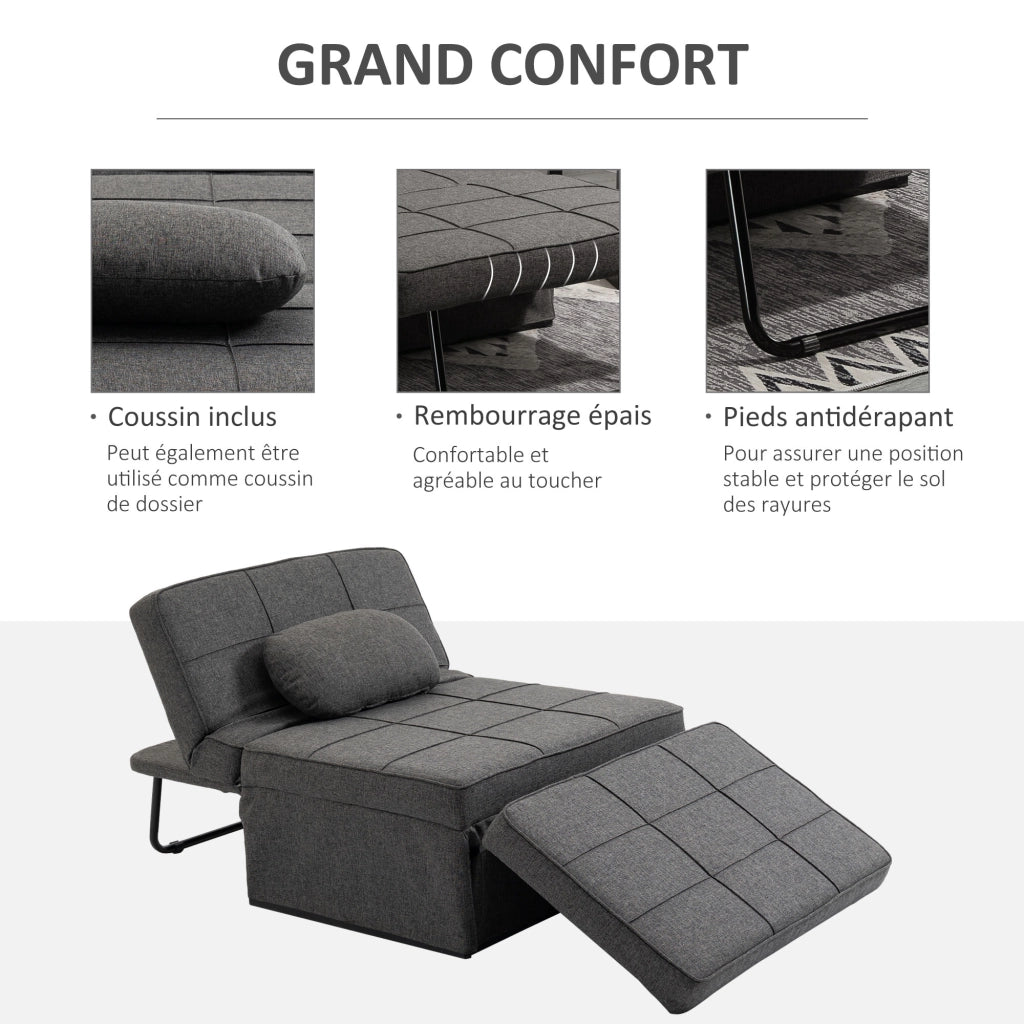 Poltrona letto inclinabile ¨C Zephmum ¨C Grigio, Tela di lino, 200 kg