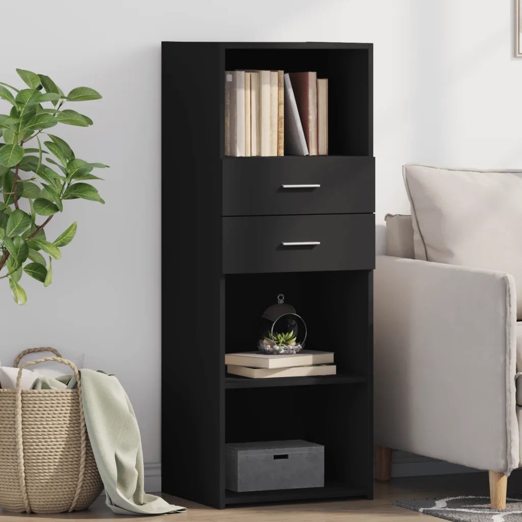 Credenza-Buffet-Armadio da cucina Nera 45x42,5x124 cm in Legno Multistrato