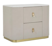 Comodino Beauty 60x47x40 cm in Legno MDF e Metallo Crema/Oro