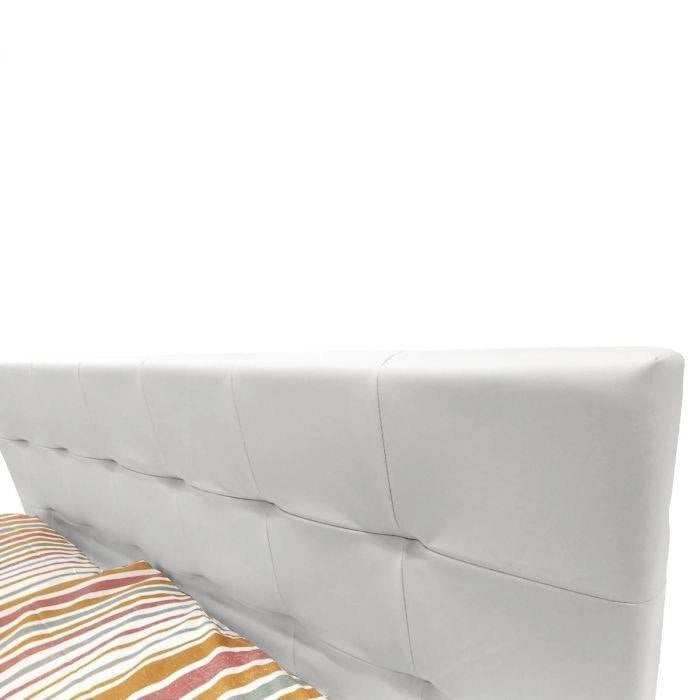 Letto matrimoniale 0, Struttura per letto in legno ed ecopelle, Made in Italy, adatto per materasso 160x190 Cm, Bianco