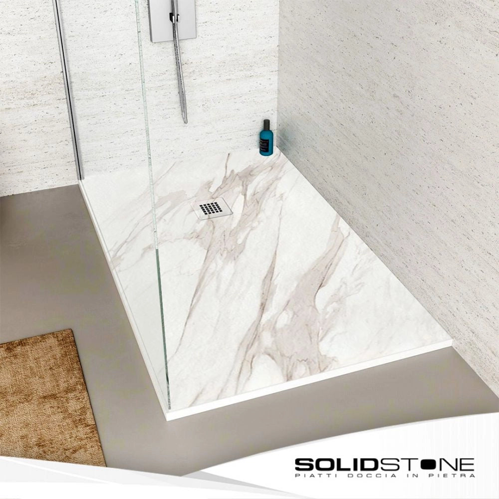 Piatto doccia in pietra SOLIDSTONE alto 2.8cm - MARMO BIANCO - Misura: 80x160 x 2,8h 