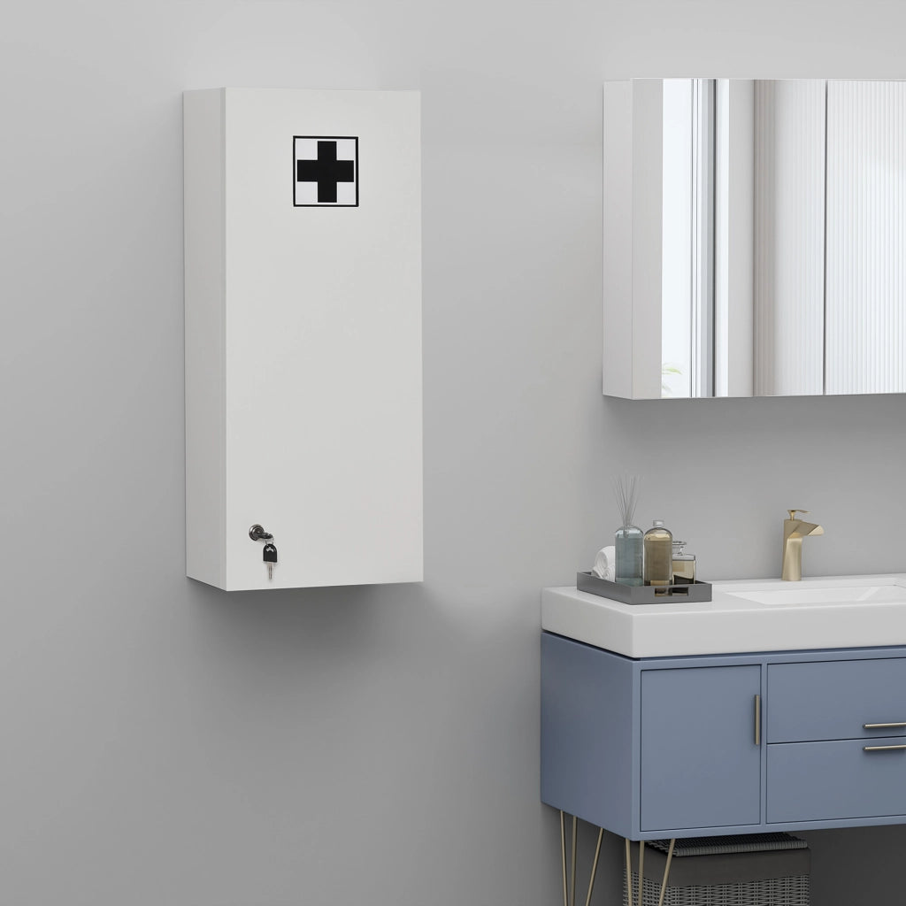 ARMADIETTO MEDICINALE A MURO 30x20x70 cm Bianco con serratura
