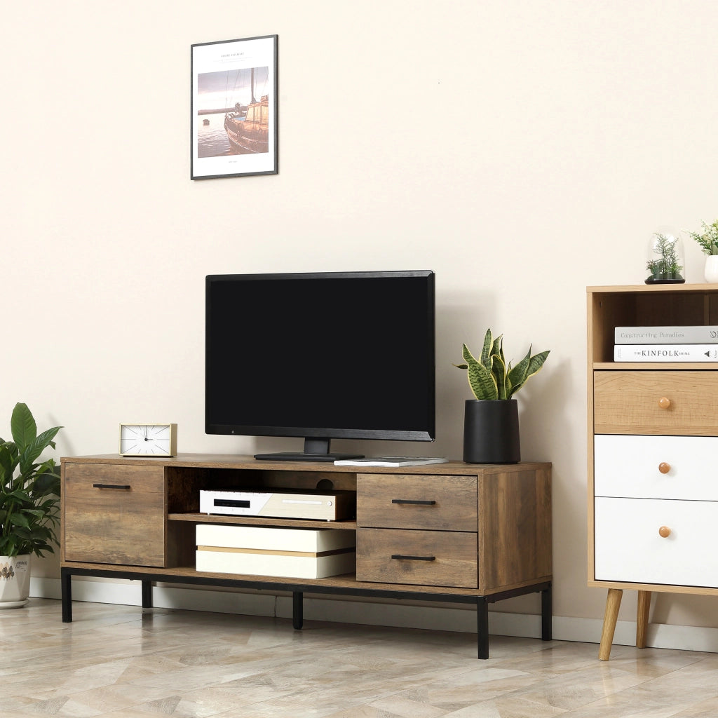 Mobile TV con cassetti e scaffale ¨C zephmum ¨C marrone nero 132x39x45.5 cm