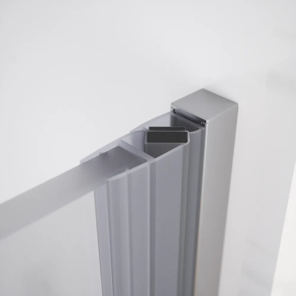 Porta doccia 90cm apertura a battente lato sinistro con cerniere, profili cromati e vetro da 8mm trasparente h195 | Fiji