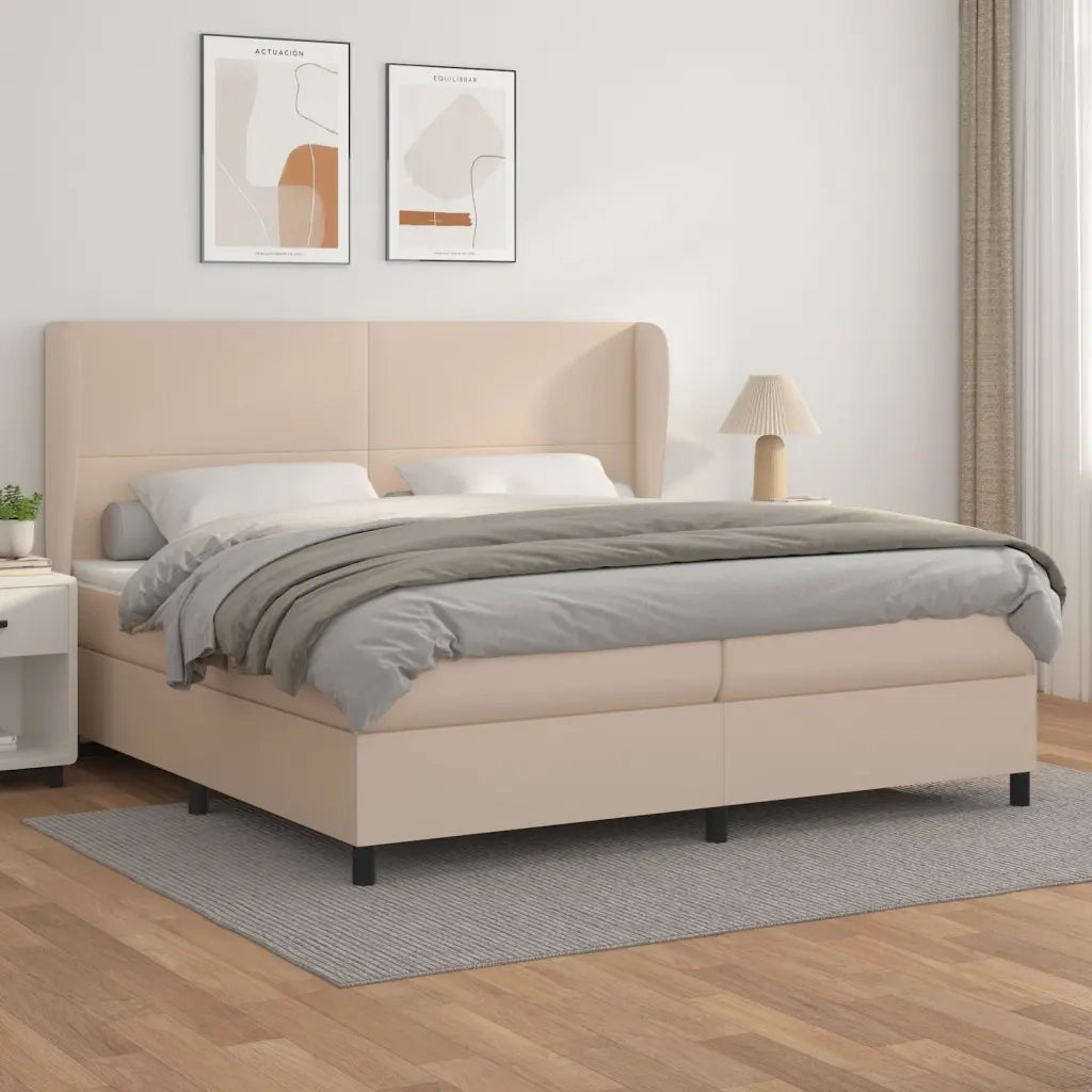 Giroletto a Molle con Materasso Cappuccino 200x200cm Similpelle 3128936