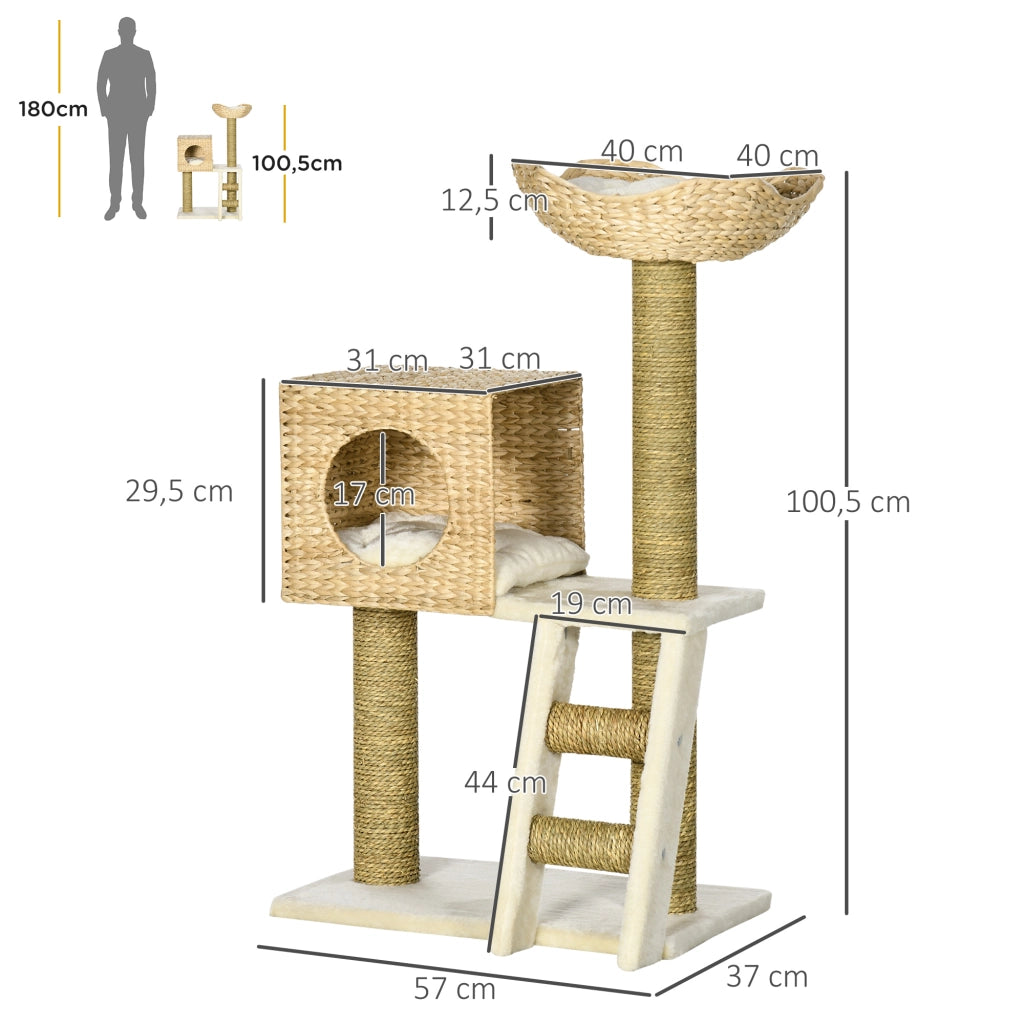 Albero tiragraffi per gatti con cuscino e letto ¨C zephmum ¨C 100.5x40x40 cm