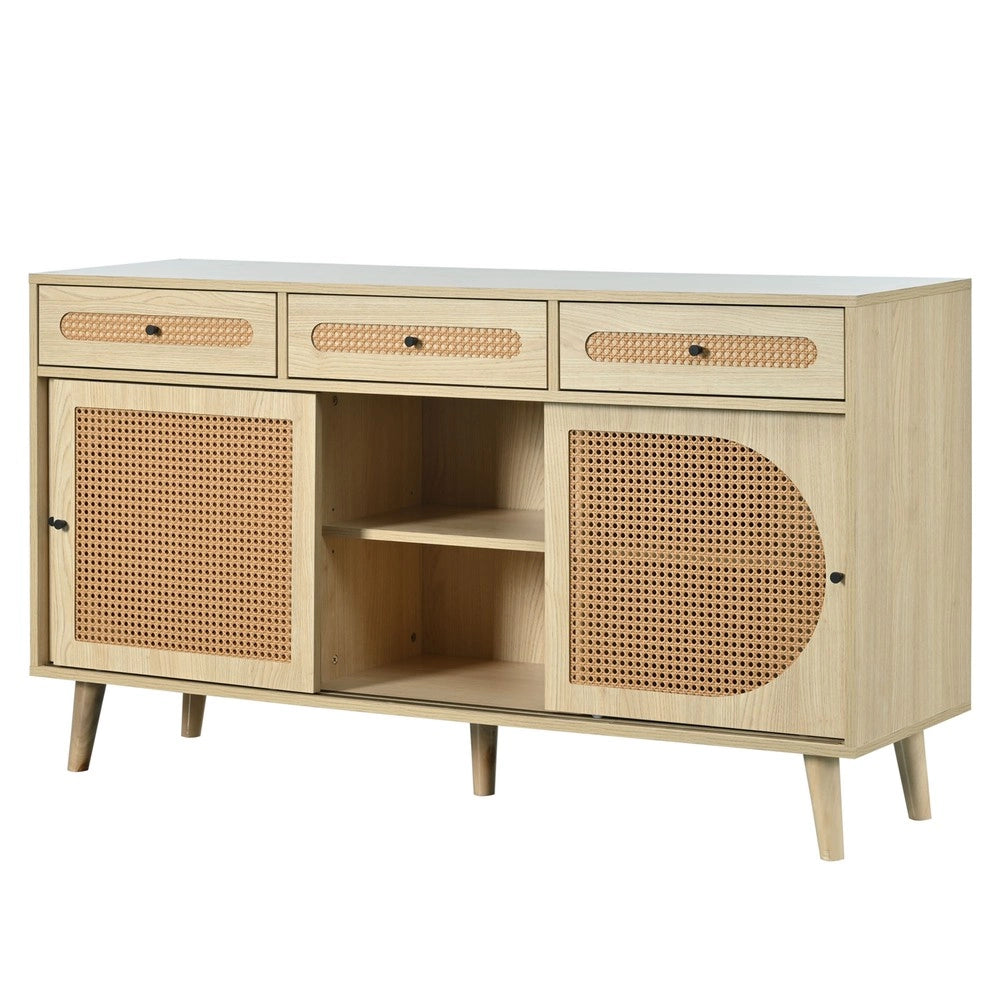 Credenza legno con ante scorrevoli, cassetti e ripiani ¨C MINIMAL ¨C 140 cm