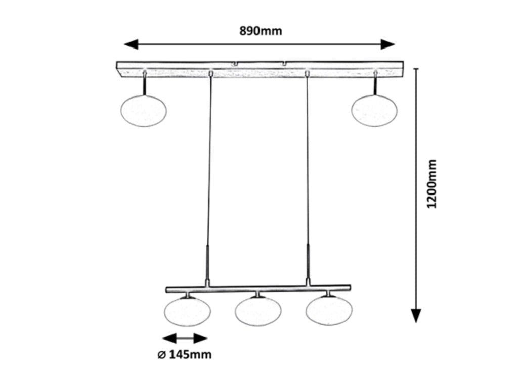 Lampadario Rabalux Calista nero metallo 5 luci G9 89cm