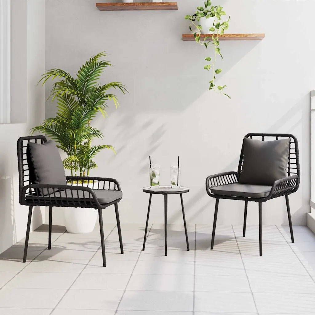 Set da Pranzo per Giardino 3 pcs Nero e antracite polyrattan 42010356