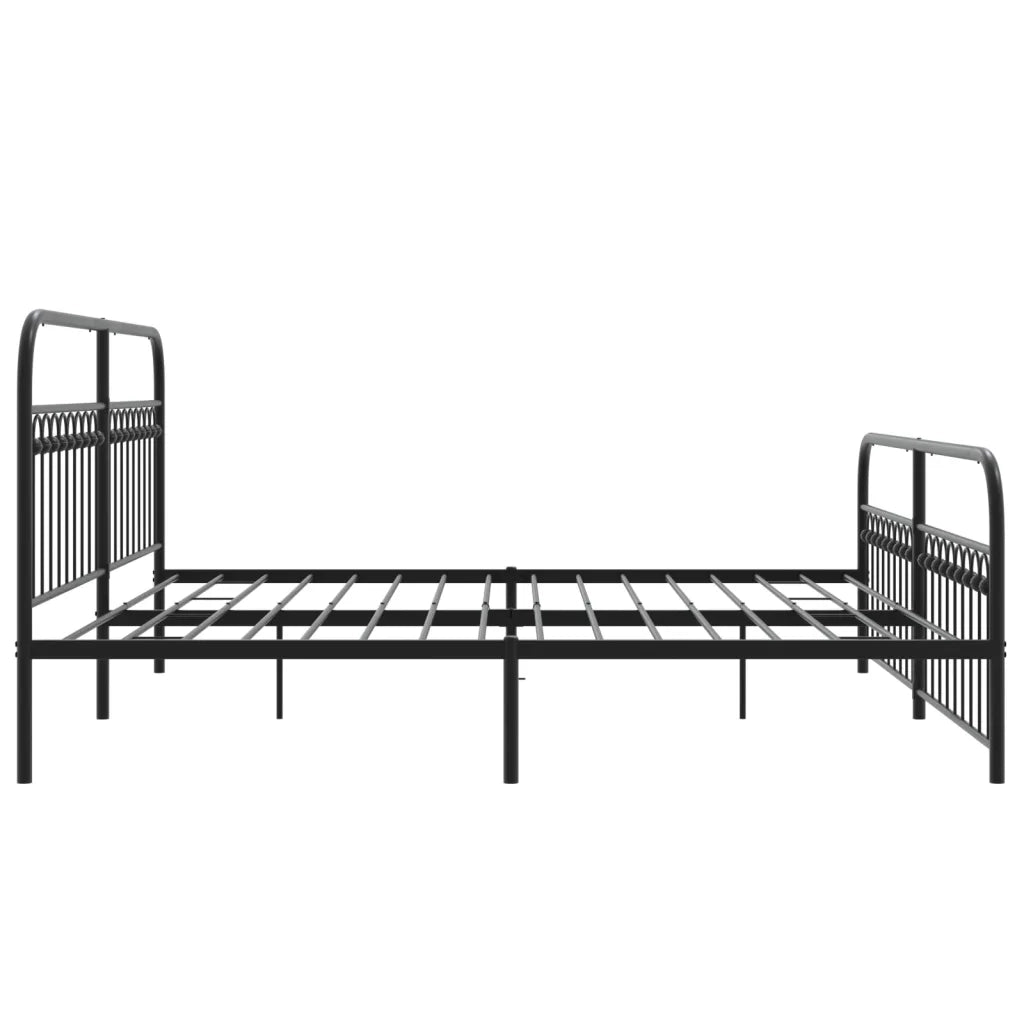 Giroletto con Testiera e Pediera Metallo Nero 193x203 cm 376624