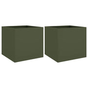 Fioriera aiuola rialzata fioriera aiuola giardino terrazza set da 2 oliva 49 x 47 x 46 cm acciaio verde 02_0039086