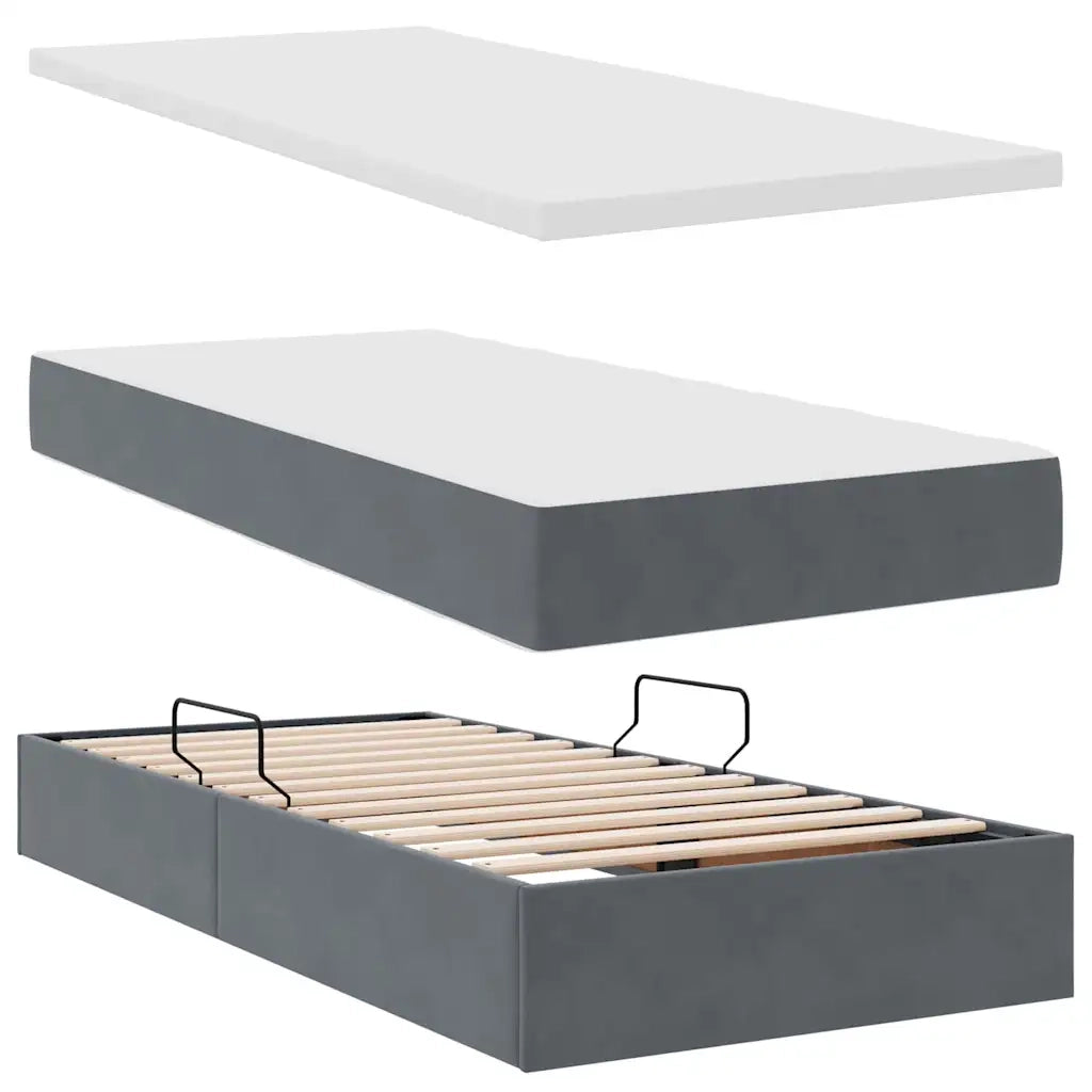 Letto con contenitore LED e materasso Grigio Scuro 100 x 200 cm