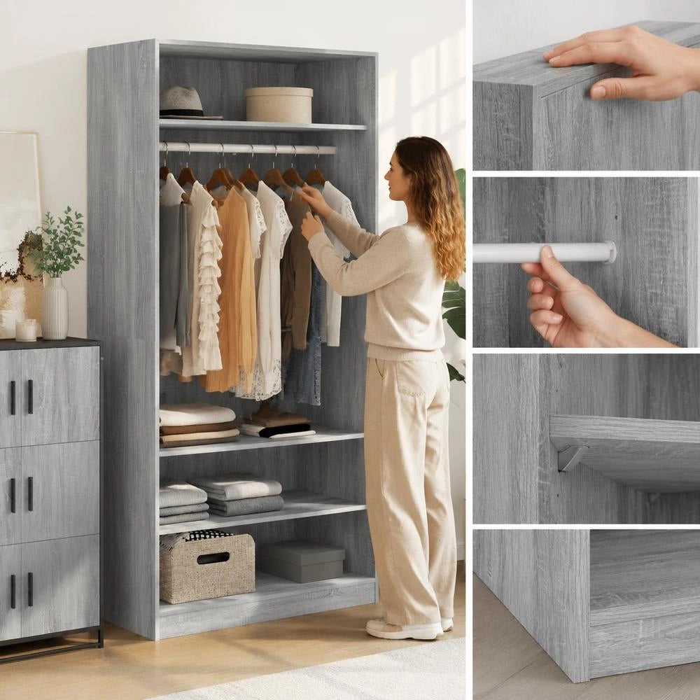 Wardrobe Grey Sonoma 100x50x200 Cm Wood-based Material
