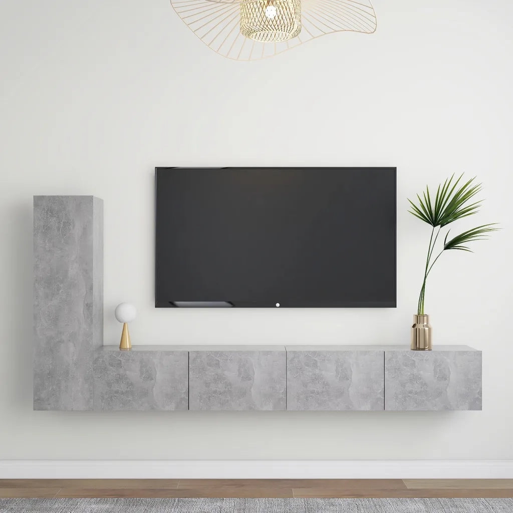 Set Porta TV 3 pz Grigio Cemento in Truciolato  cod mxl 33838