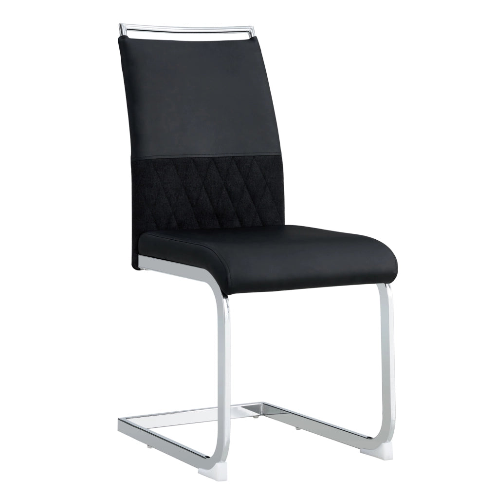 Sedia moderna ergonomica con schienale in PU e lino; seduta imbottita 42x45 cm; nera
