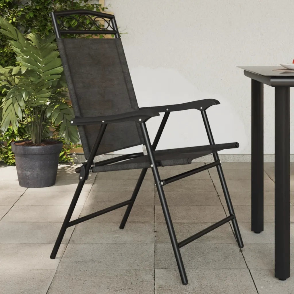 Sedie Giardino Pieghevoli 4 pz Grigio Mélange Acciaio Textilene 3157293