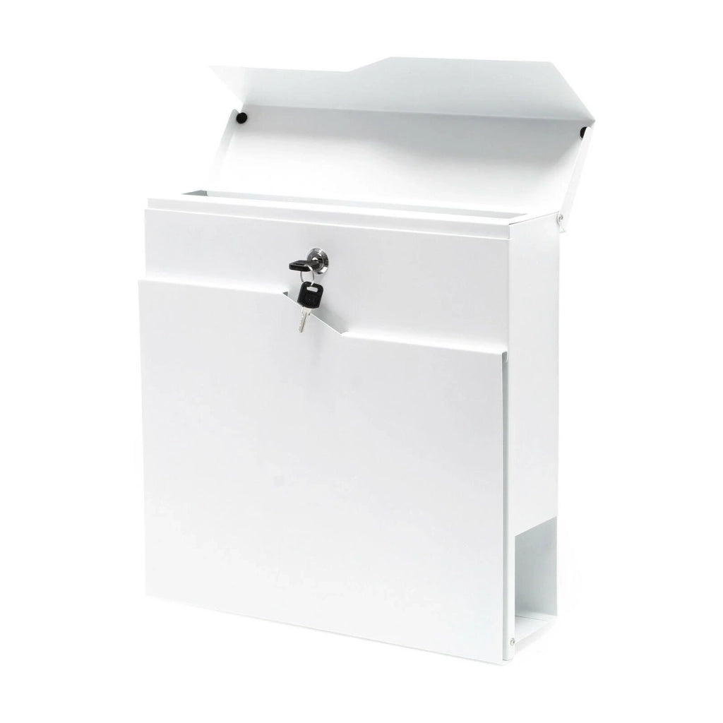 Cassetta postale da parete di design bianca con porta giornali/riviste acciaio zincato 37 x 37 x 10,5 cm bianco 16_0000091