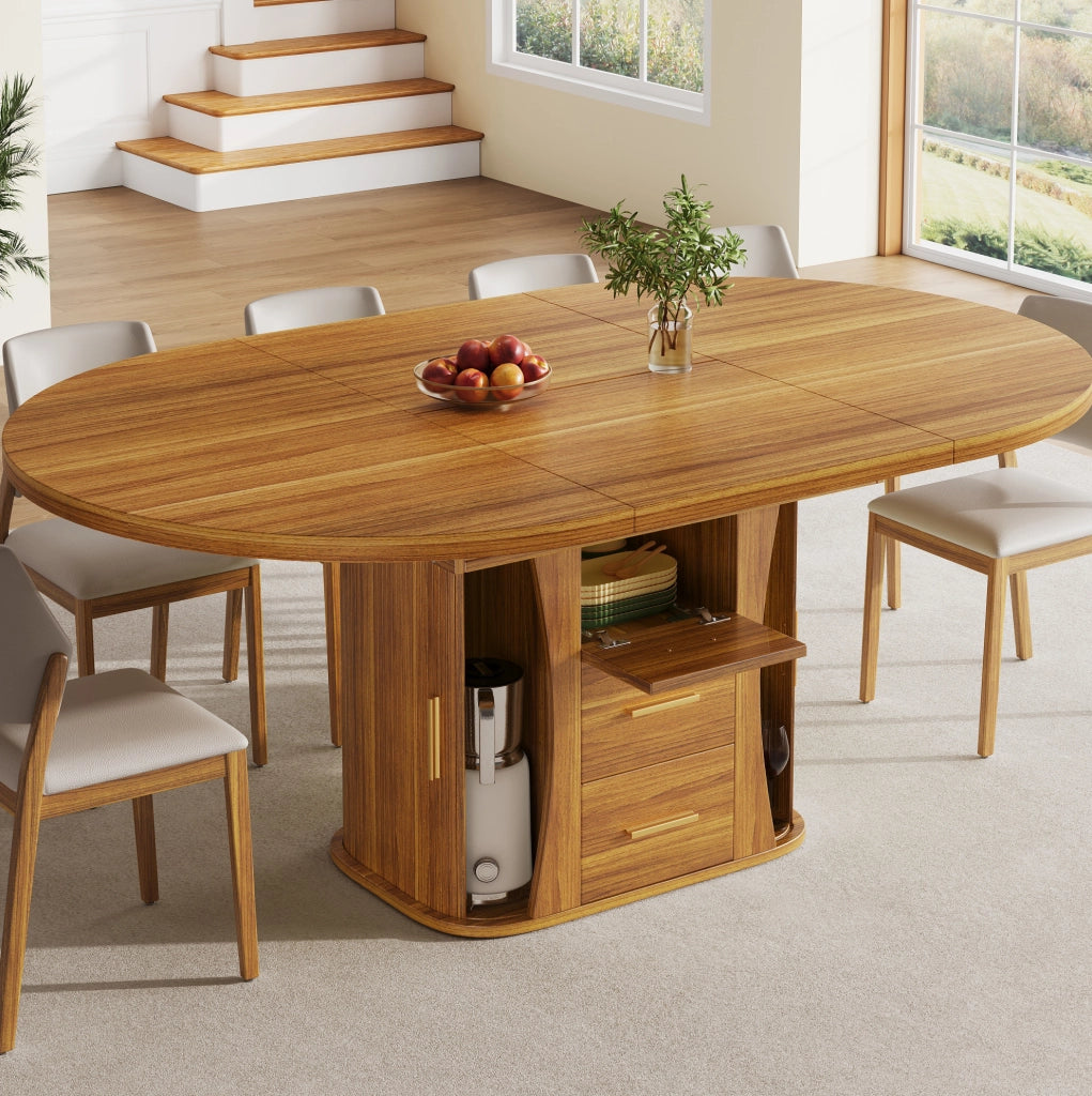 Tavolo allungabile in MDF color noce 118-158 x 118 x 77 cm