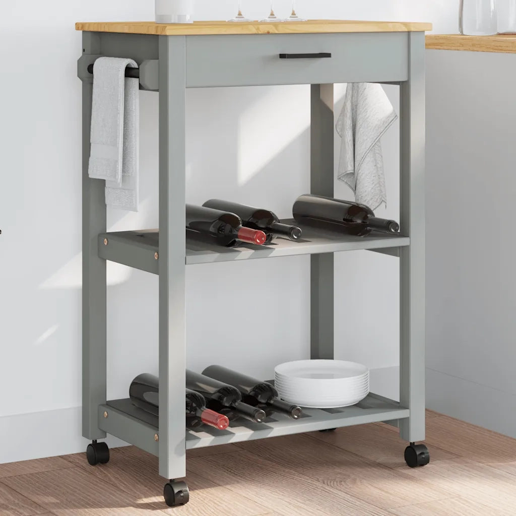 Carrello da Cucina MONZA 60x40x88,5 cm in Legno Massello di Pino CFW1130251