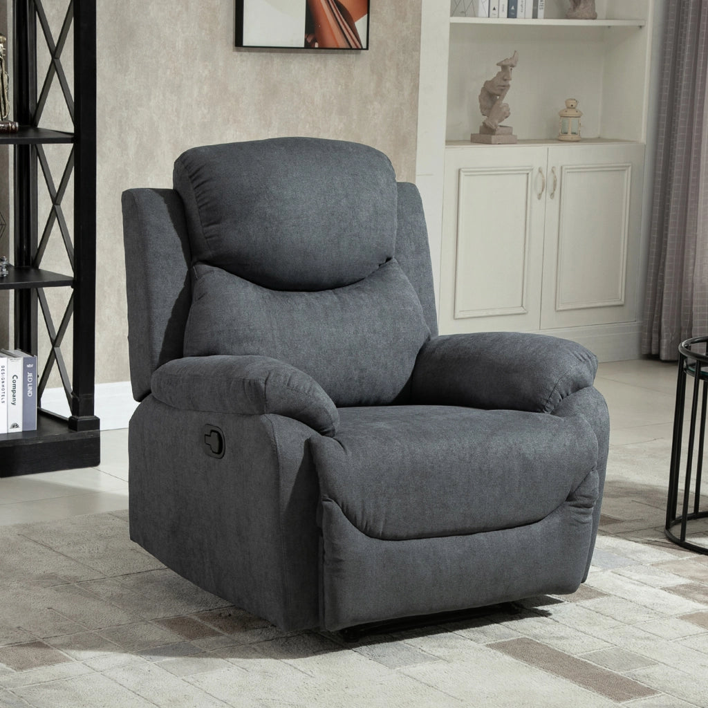 Poltrona Relax Reclinabile ¨C Xylo ¨C Tessuto Grigio Scuro con Poggiapiedi 93x88x102cm