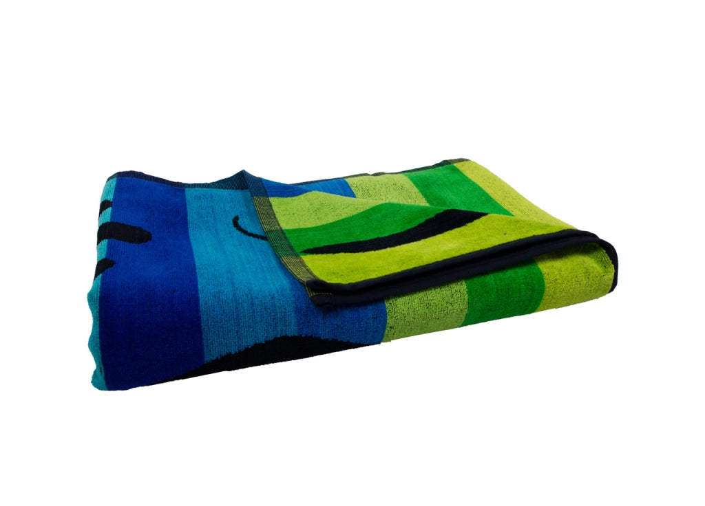 Telo Mare Jacquard Spugna Asciugamano Spiaggia Disegno Geko Stripe - Telo Mare - Verde