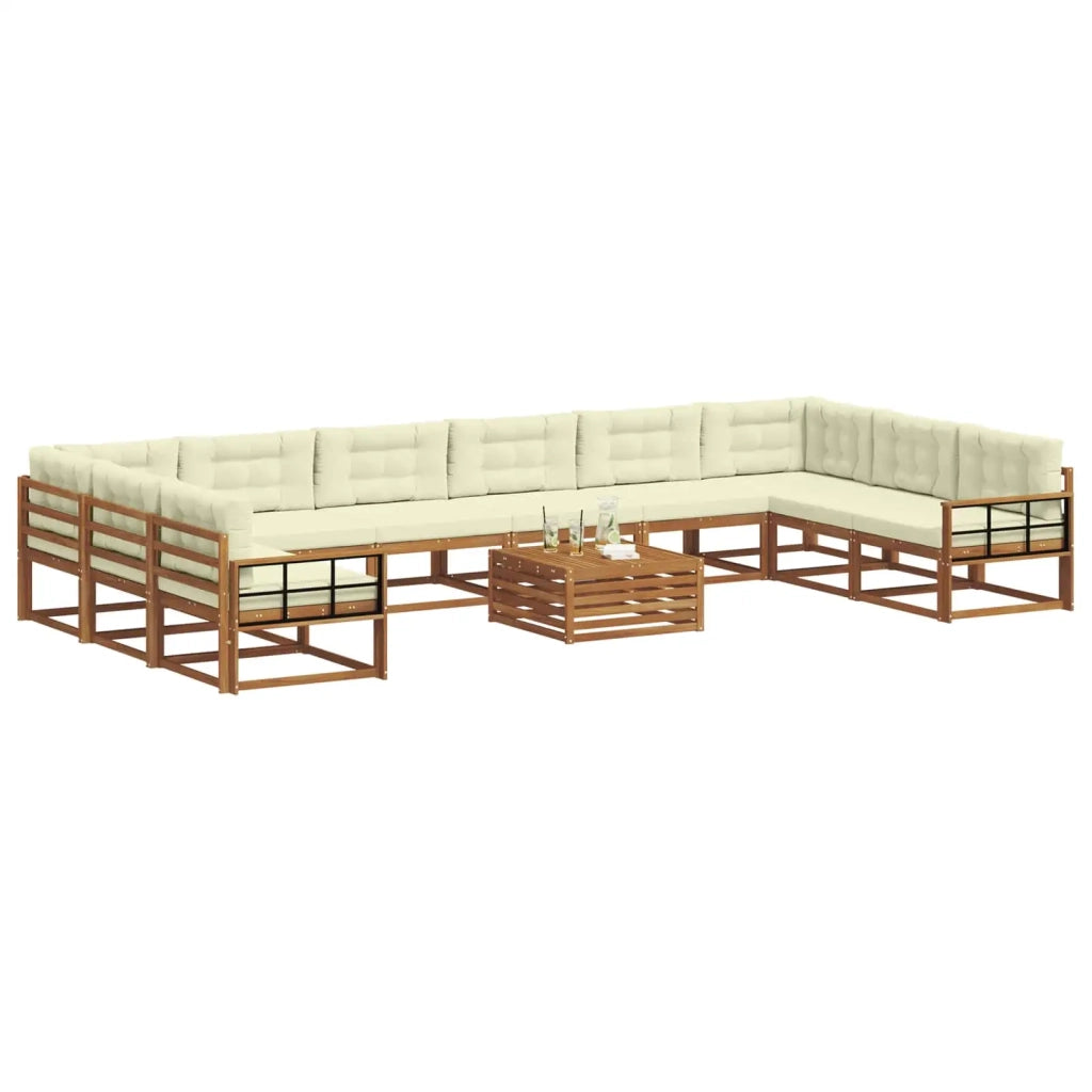 Set di divani da esterno con cuscino 11 pcs Naturale e Crema 3368283
