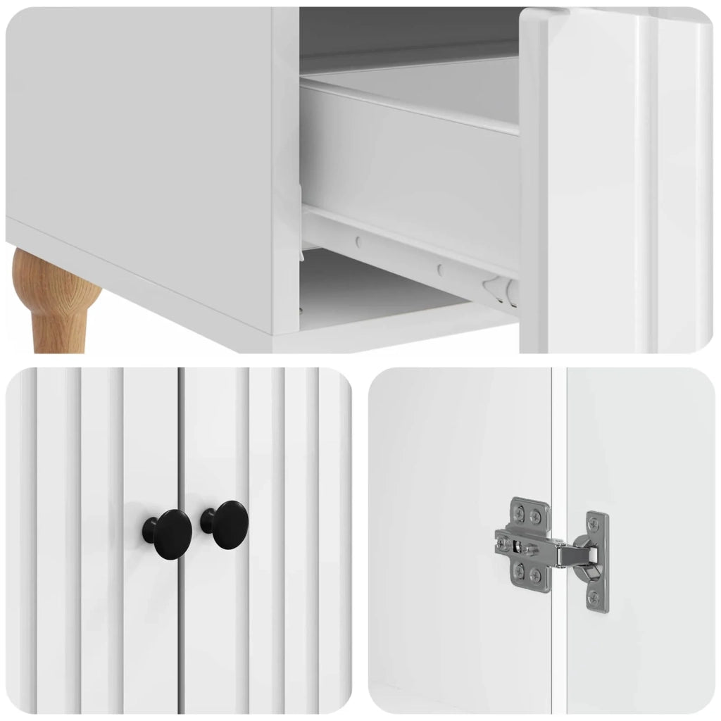 Credenza Bianco Lucido 66 x 34,5 x 95 cm Legno ingegnerizzato