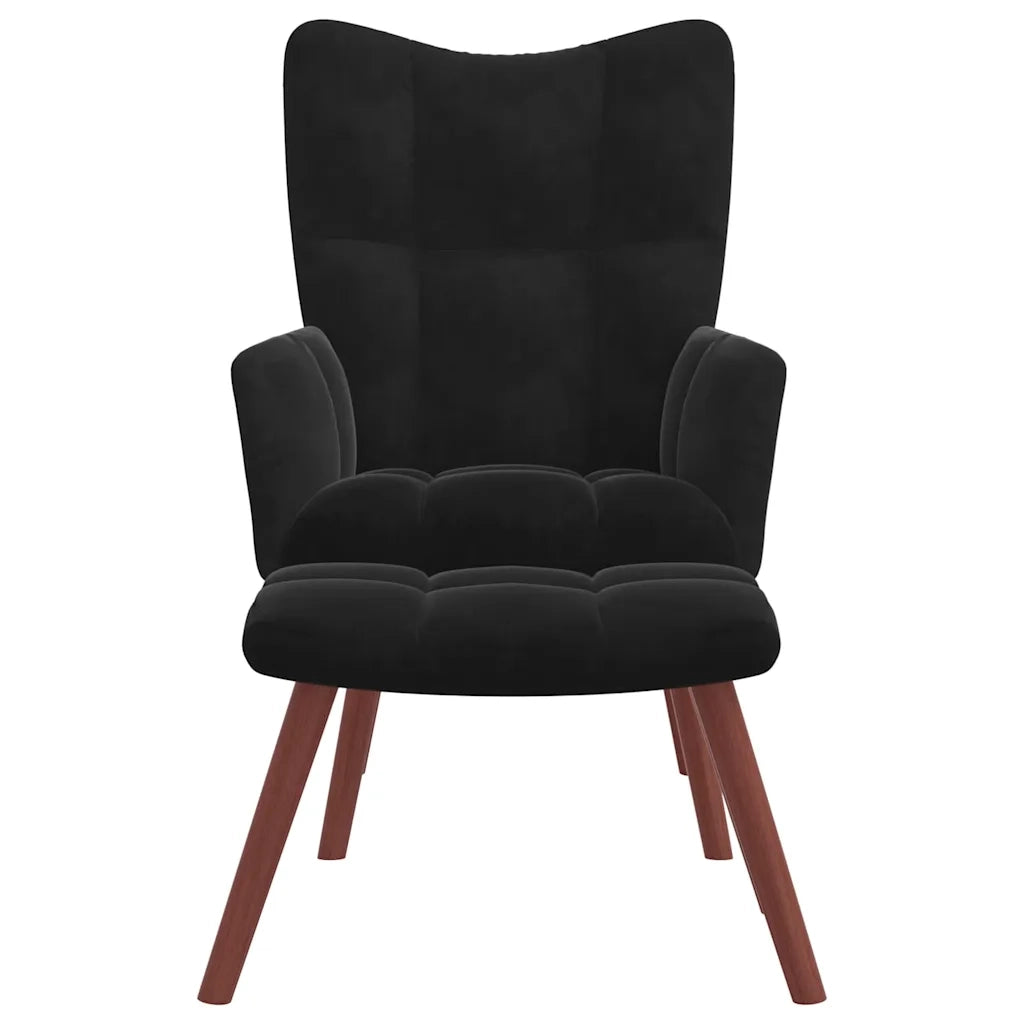 Divano Sedia-Poltrona Relax con Poggiapiedi Nero in Velluto 551461