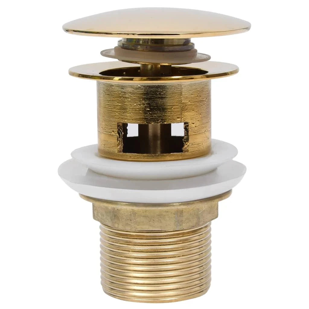Piletta a pulsante con troppo pieno dorato 6,4 x 6,4 x 9,1 cm 02_0003484